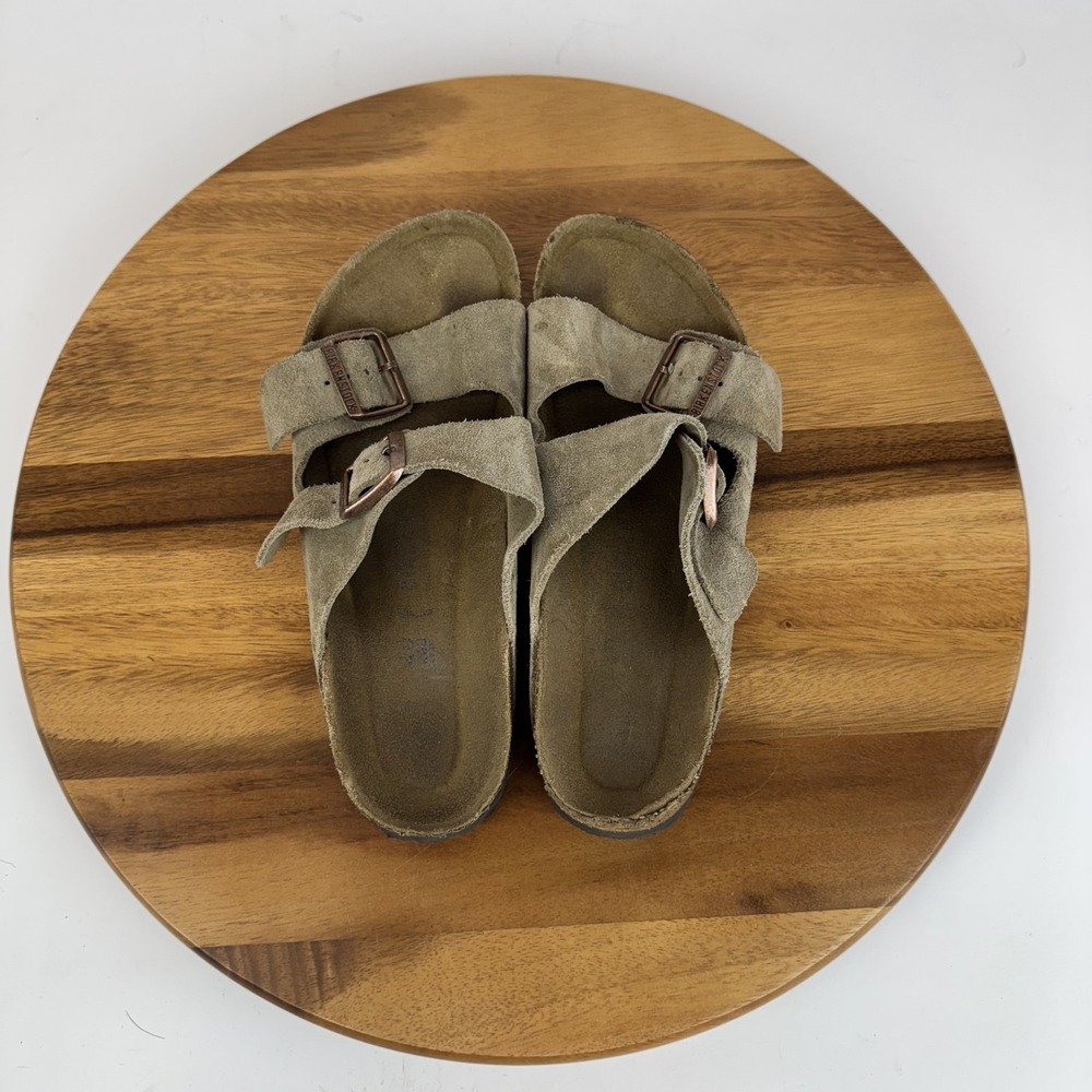 Womens Birkenstock‎ Arizona Soft Footbed Beige Suede Slide Sandals Size EU 43 - Picture 6 of 8